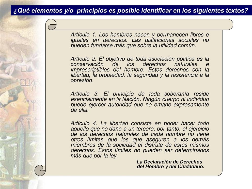 ¿Qué elementos y/o principios es posible identificar en los siguientes textos
