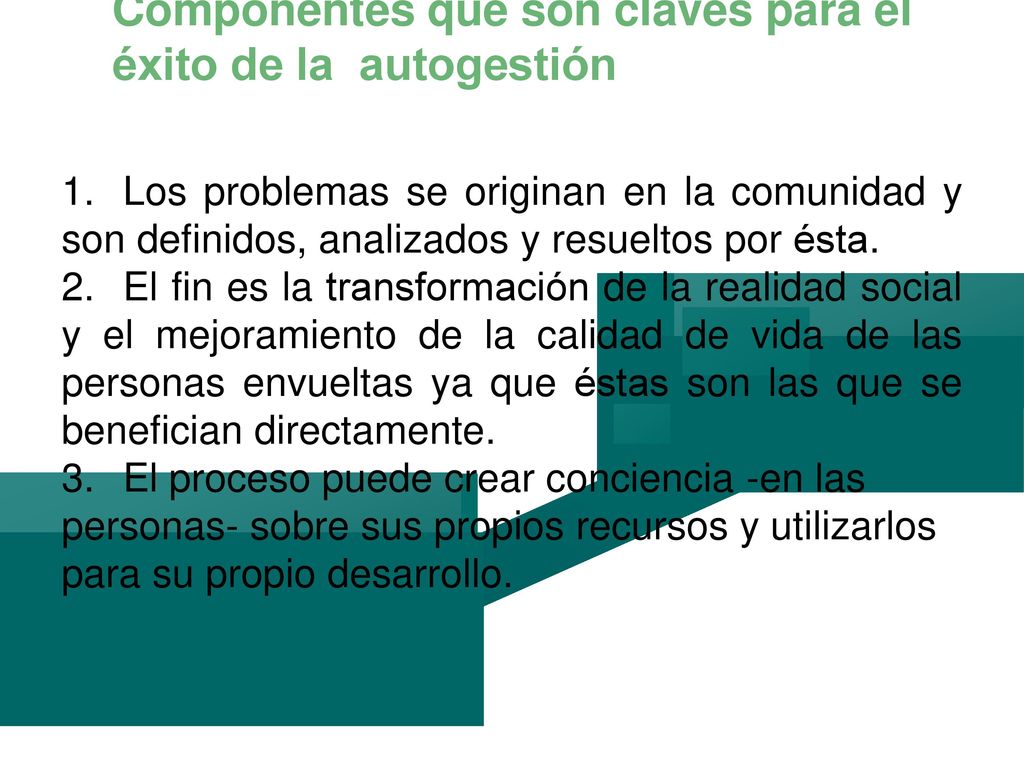 Componentes que son claves para el éxito de la autogestión