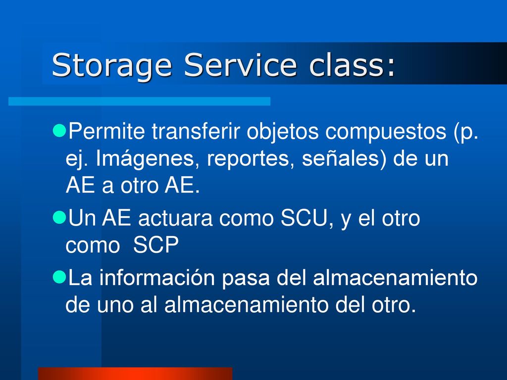 Service Class La Service Class define el servicio u operación que puede tener lugar (ej., impresión, almacenamiento).
