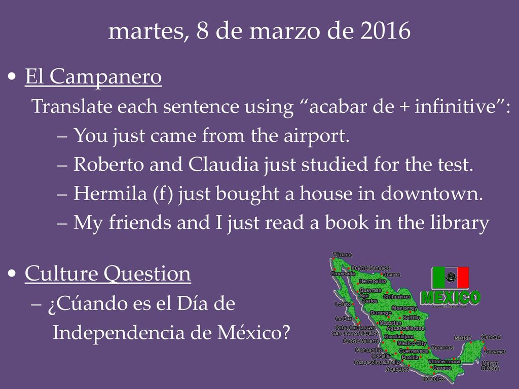 martes, 8 de marzo de 2016 El Campanero Culture Question
