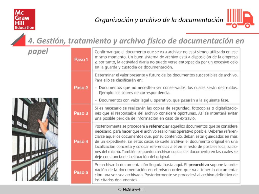 4. Gestión, tratamiento y archivo físico de documentación en papel