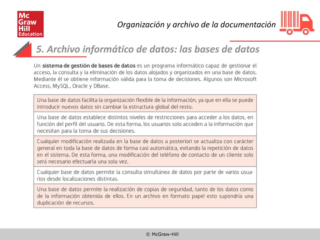 5. Archivo informático de datos: las bases de datos