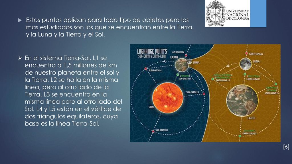 Estos puntos aplican para todo tipo de objetos pero los mas estudiados son los que se encuentran entre la Tierra y la Luna y la Tierra y el Sol.