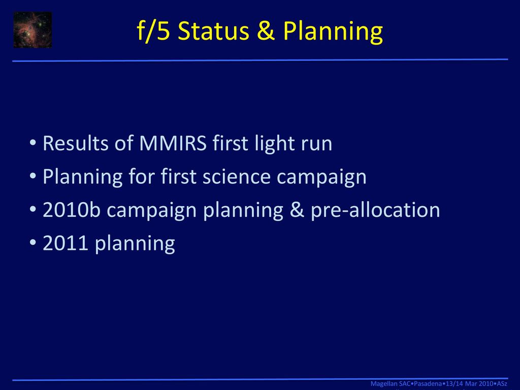 f/5 Status & Planning Results of MMIRS first light run