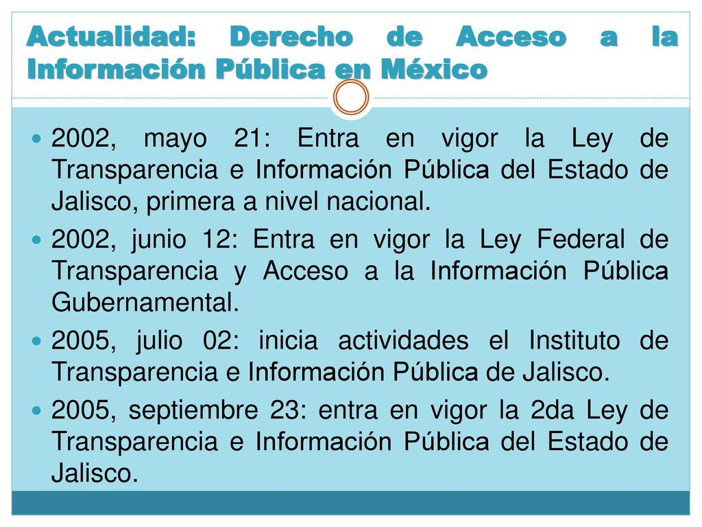 Actualidad: Derecho de Acceso a la Información Pública en México