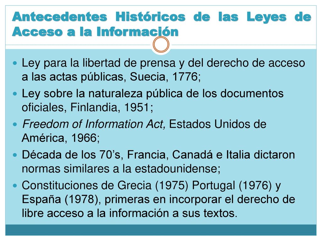 Antecedentes Históricos de las Leyes de Acceso a la Información