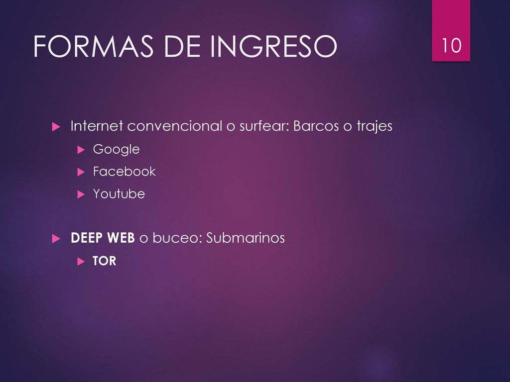 FORMAS DE INGRESO Internet convencional o surfear: Barcos o trajes