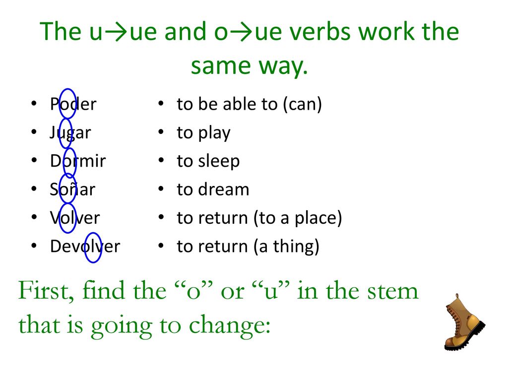 The u→ue and o→ue verbs work the same way.