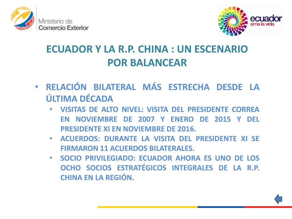 ECUADOR Y LA R.P. CHINA : UN ESCENARIO POR BALANCEAR