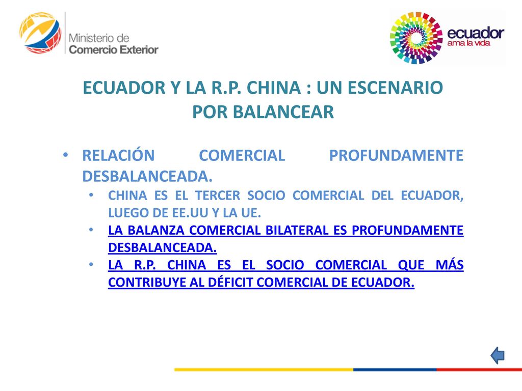 ECUADOR Y LA R.P. CHINA : UN ESCENARIO POR BALANCEAR