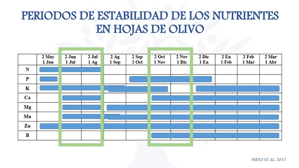 PERIODOS DE ESTABILIDAD DE LOS NUTRIENTES EN HOJAS DE OLIVO