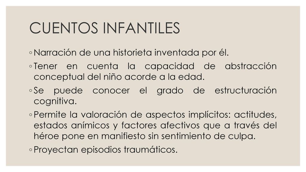 CUENTOS INFANTILES Narración de una historieta inventada por él.