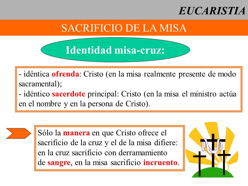 EUCARISTIA SACRIFICIO DE LA MISA Identidad misa-cruz: