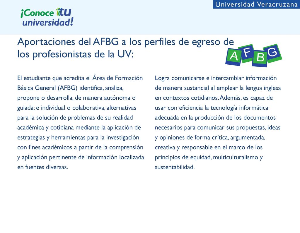 Aportaciones del AFBG a los perfiles de egreso de