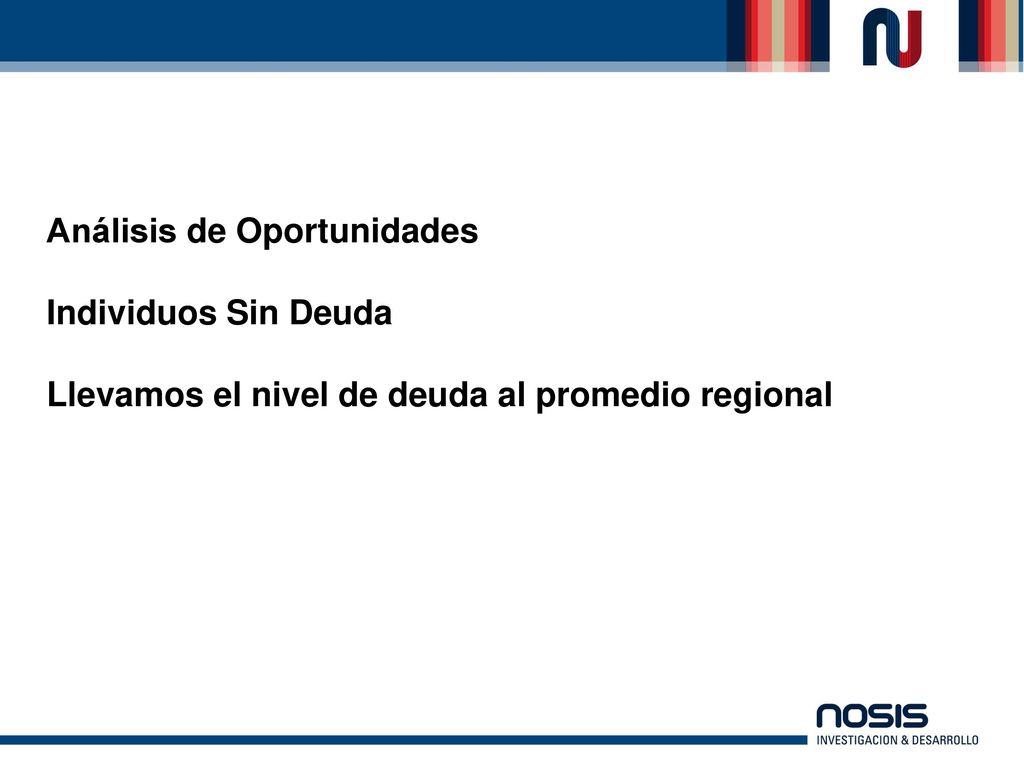 Análisis de Oportunidades Individuos Sin Deuda Llevamos el nivel de deuda al promedio regional