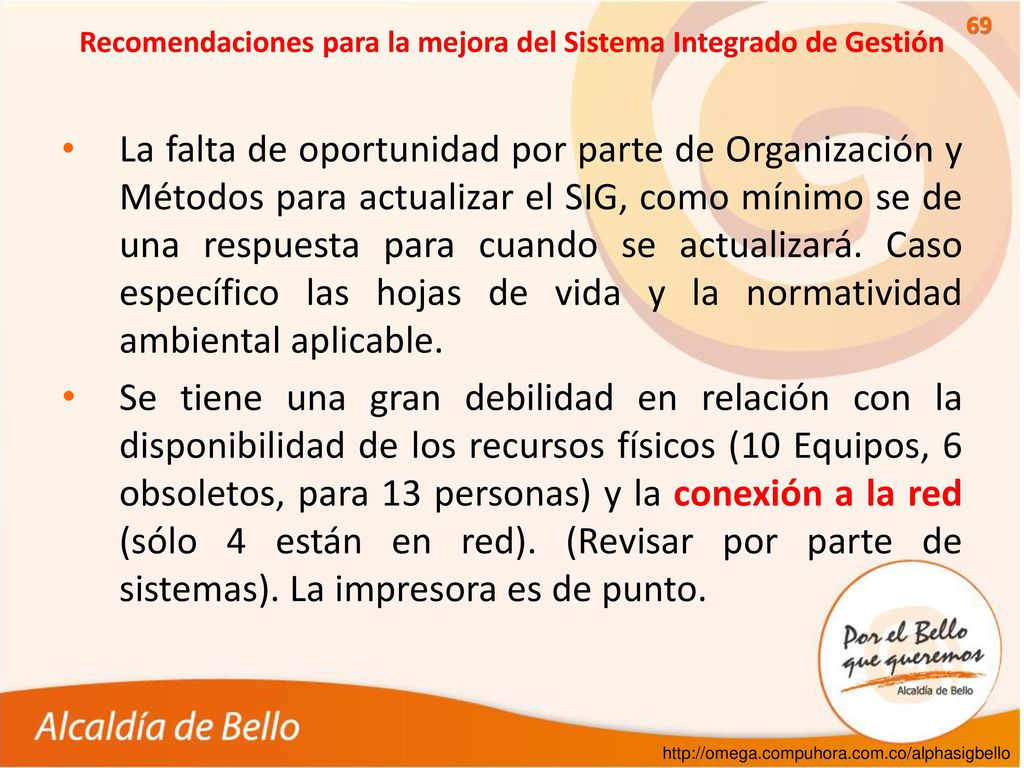 Recomendaciones para la mejora del Sistema Integrado de Gestión