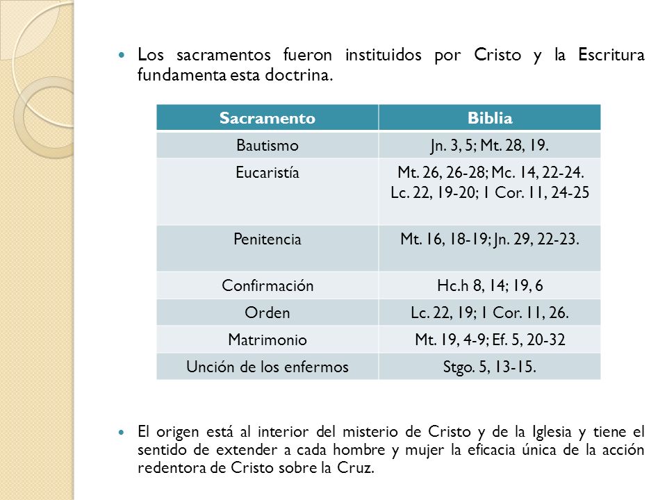 Los sacramentos fueron instituidos por Cristo y la Escritura fundamenta esta doctrina.
