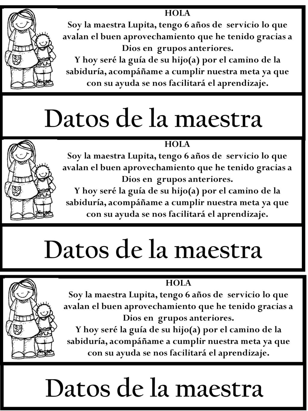 Datos de la maestra Datos de la maestra Datos de la maestra