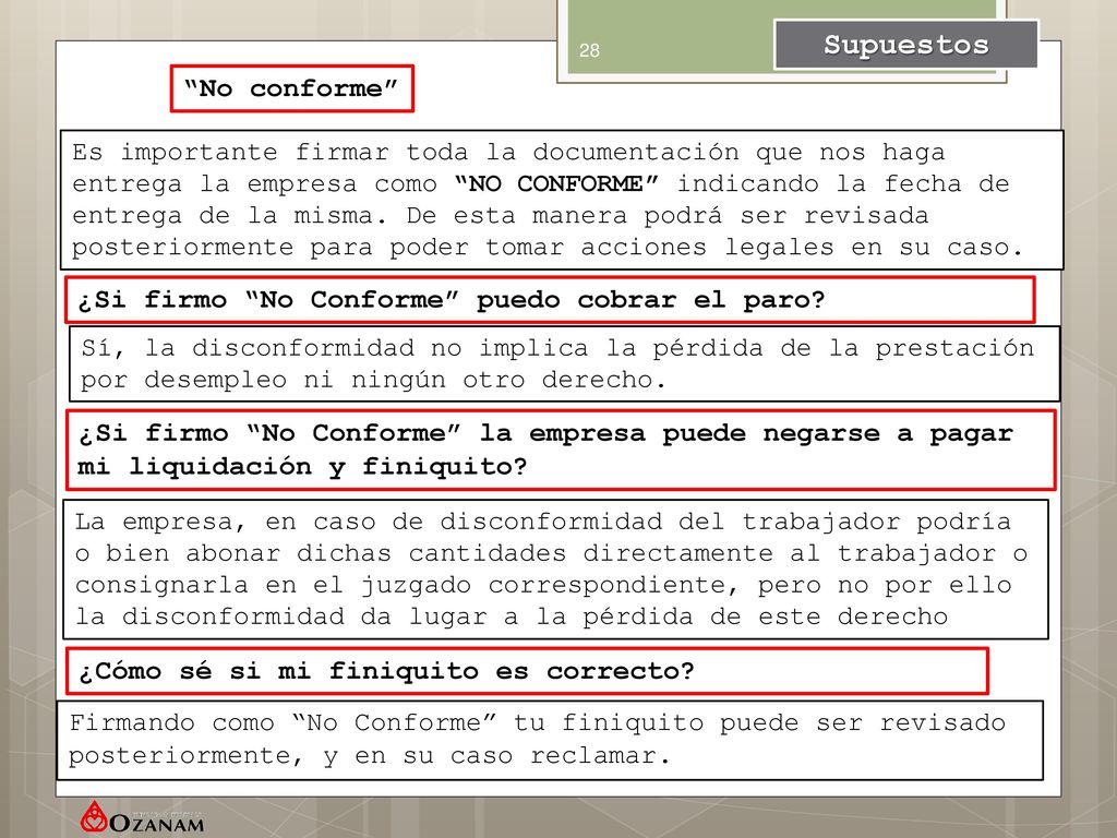 Supuestos No conforme ¿Si firmo No Conforme puedo cobrar el paro