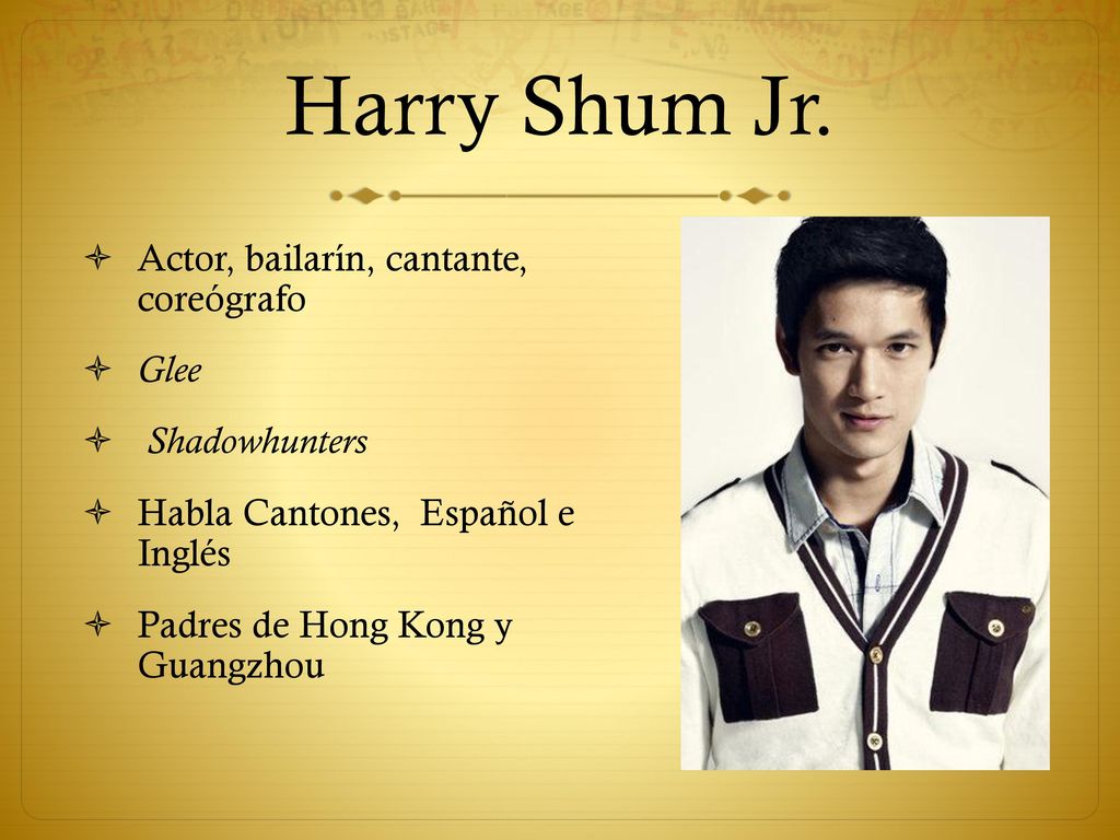 Harry Shum Jr. Actor, bailarín, cantante, coreógrafo Glee