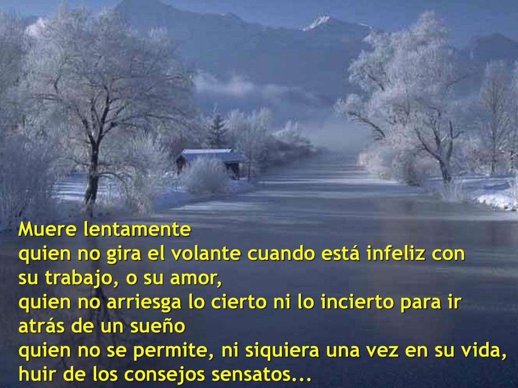 Muere lentamente quien no gira el volante cuando está infeliz con su trabajo, o su amor,
