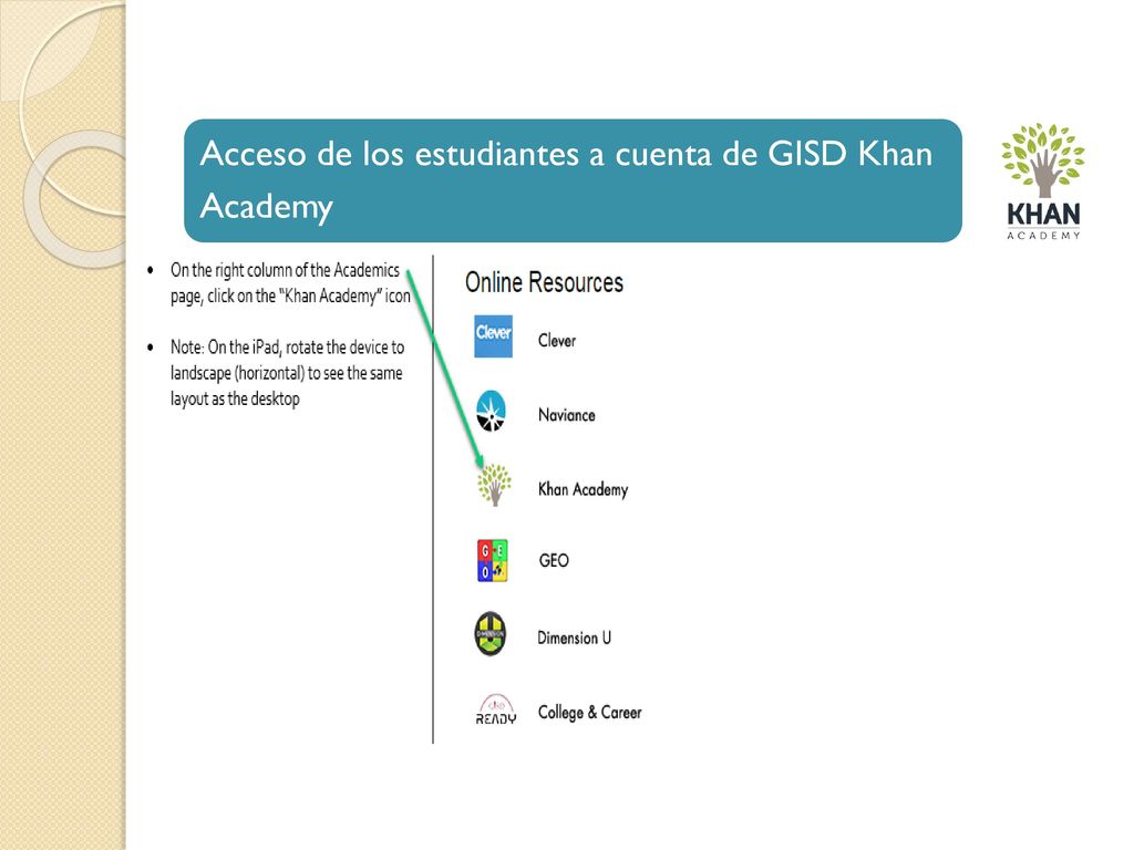 Academy Acceso de los estudiantes a cuenta de GISD Khan