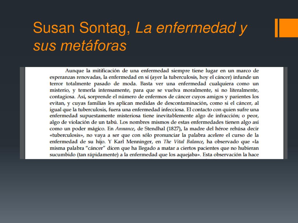 Susan Sontag, La enfermedad y sus metáforas