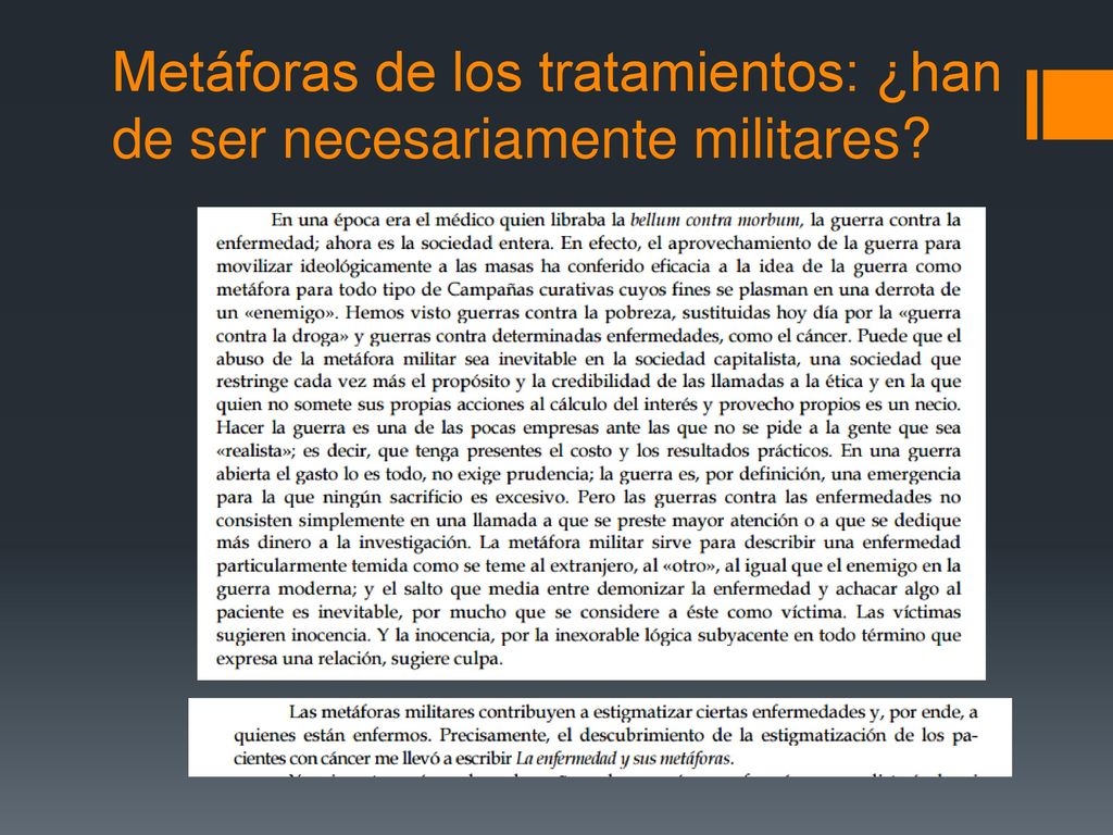 Metáforas de los tratamientos: ¿han de ser necesariamente militares