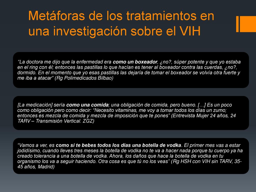 Metáforas de los tratamientos en una investigación sobre el VIH