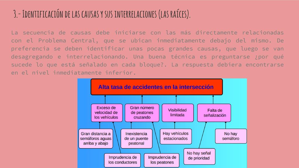 3.- Identificación de las causas y sus interrelaciones (las raíces).