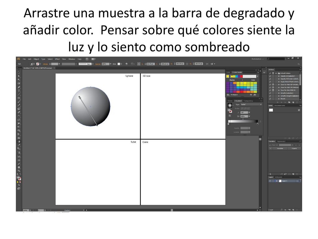 Arrastre una muestra a la barra de degradado y añadir color