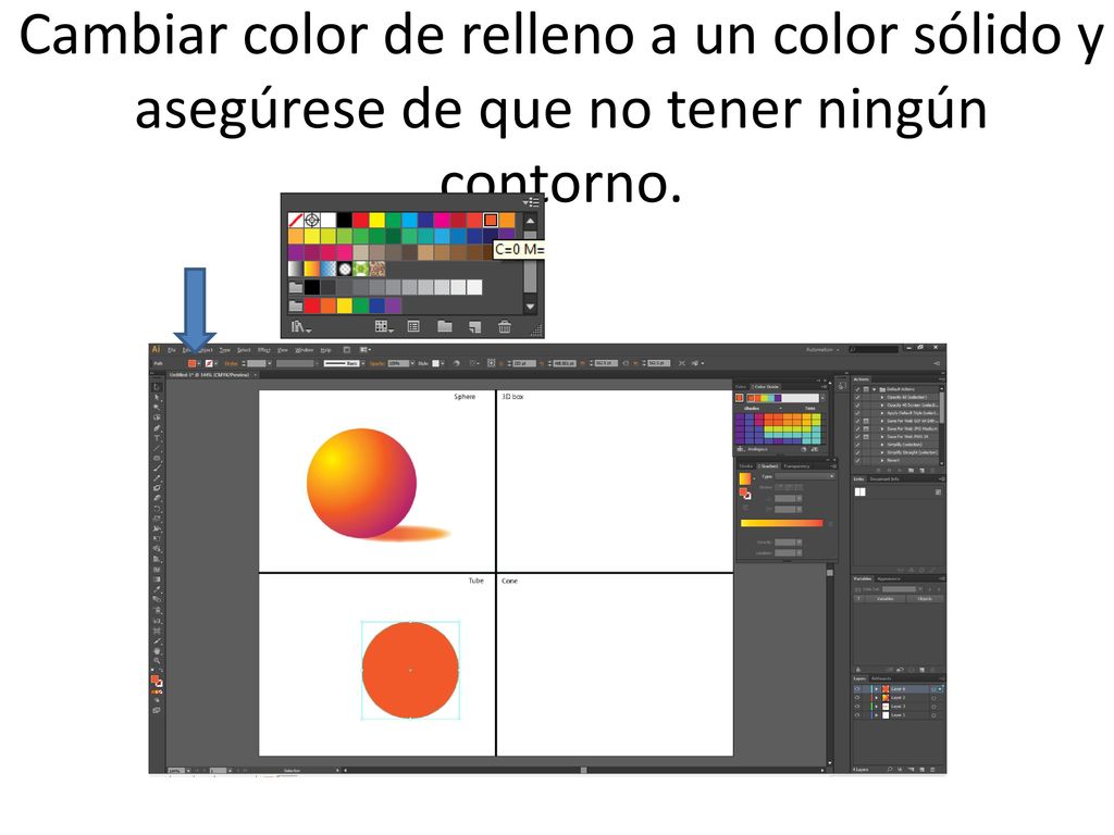 Cambiar color de relleno a un color sólido y asegúrese de que no tener ningún contorno.