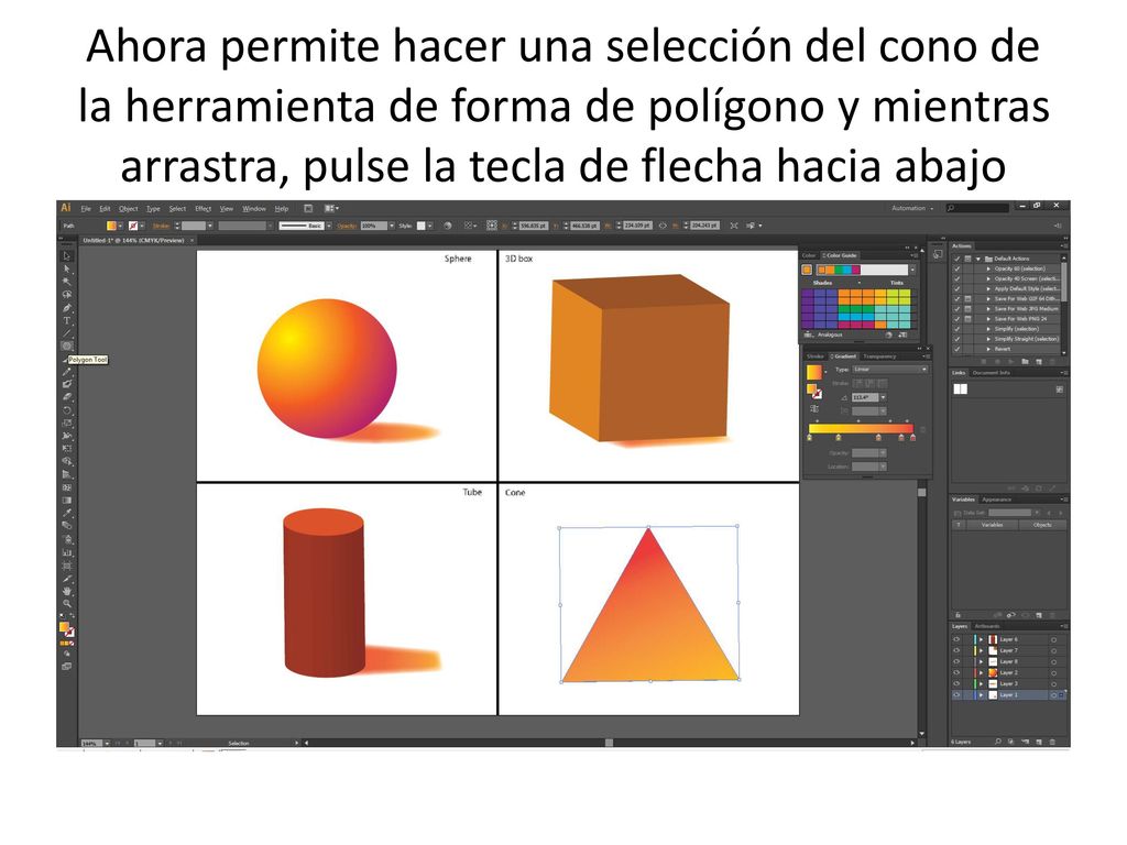 Ahora permite hacer una selección del cono de la herramienta de forma de polígono y mientras arrastra, pulse la tecla de flecha hacia abajo