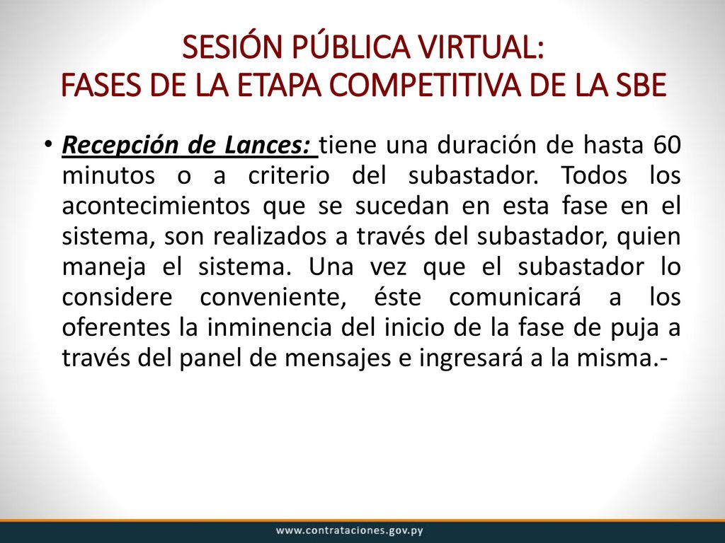 SESIÓN PÚBLICA VIRTUAL: FASES DE LA ETAPA COMPETITIVA DE LA SBE