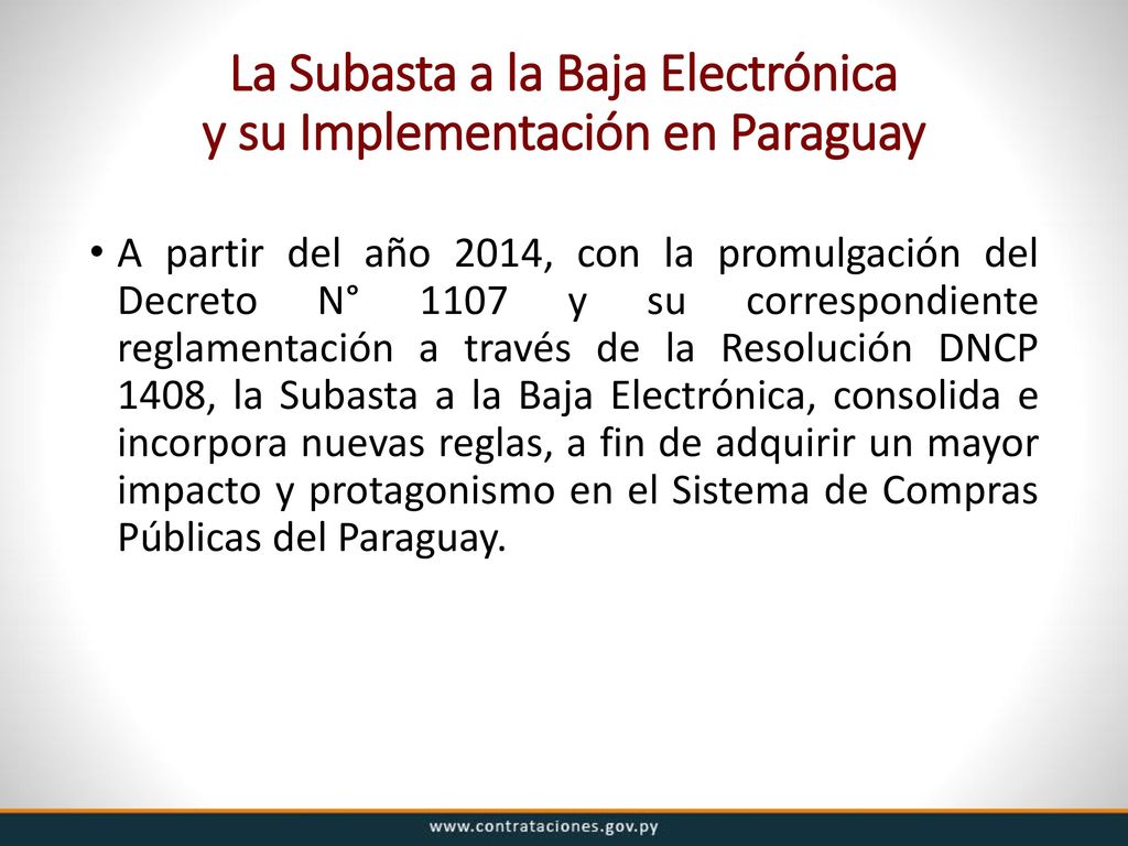 La Subasta a la Baja Electrónica y su Implementación en Paraguay