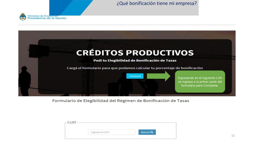 Elegibilidades para Inversión Productiva y Capital de Trabajo