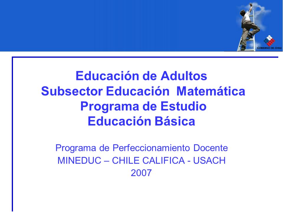 Educación de Adultos Subsector Educación Matemática Programa de Estudio Educación Básica