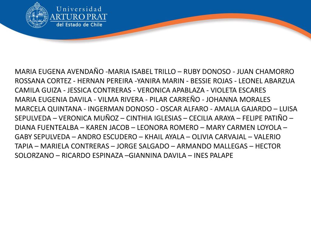 MARIA EUGENA AVENDAÑO -MARIA ISABEL TRILLO – RUBY DONOSO - JUAN CHAMORRO