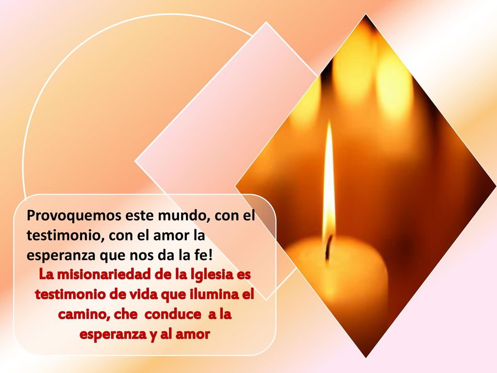 Provoquemos este mundo, con el testimonio, con el amor la esperanza que nos da la fe!