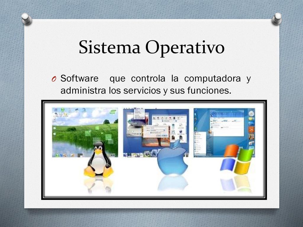 Sistema Operativo Software que controla la computadora y administra los servicios y sus funciones.