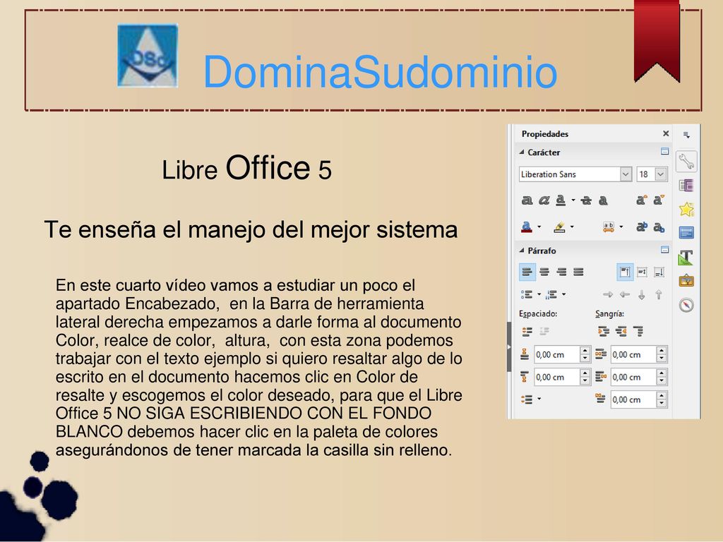 Libre Office 5 Te enseña el manejo del mejor sistema DominaSudominio