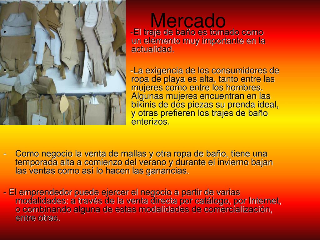 Mercado -El traje de baño es tomado como un elemento muy importante en la actualidad.