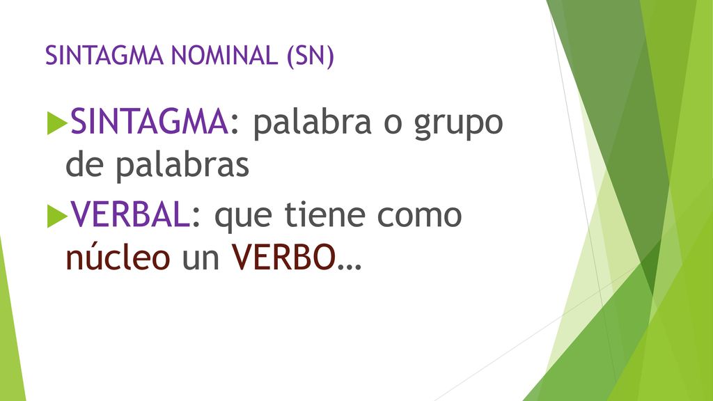 SINTAGMA: palabra o grupo de palabras