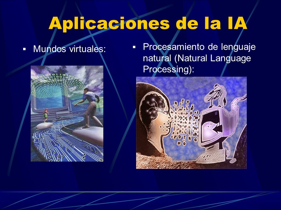 Aplicaciones de la IA Procesamiento de lenguaje natural (Natural Language Processing): Mundos virtuales: