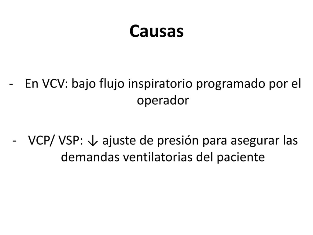 En VCV: bajo flujo inspiratorio programado por el operador