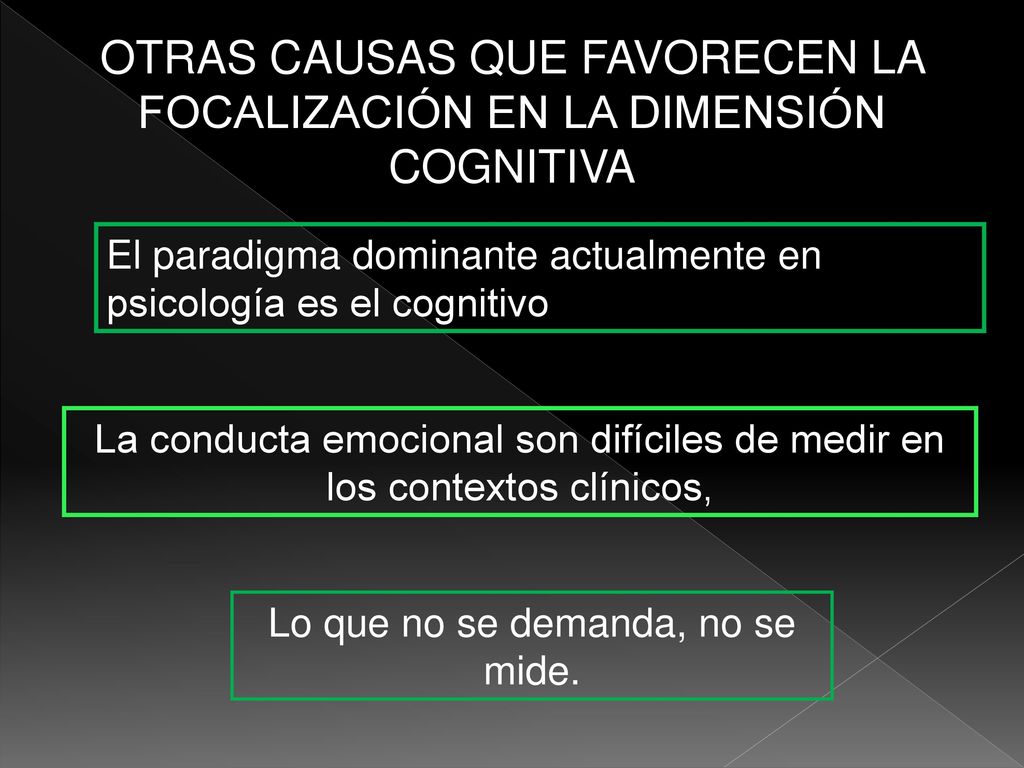 OTRAS CAUSAS QUE FAVORECEN LA FOCALIZACIÓN EN LA DIMENSIÓN COGNITIVA