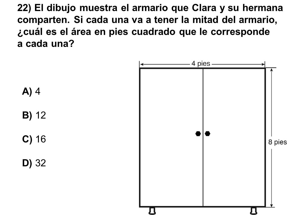 22) El dibujo muestra el armario que Clara y su hermana comparten