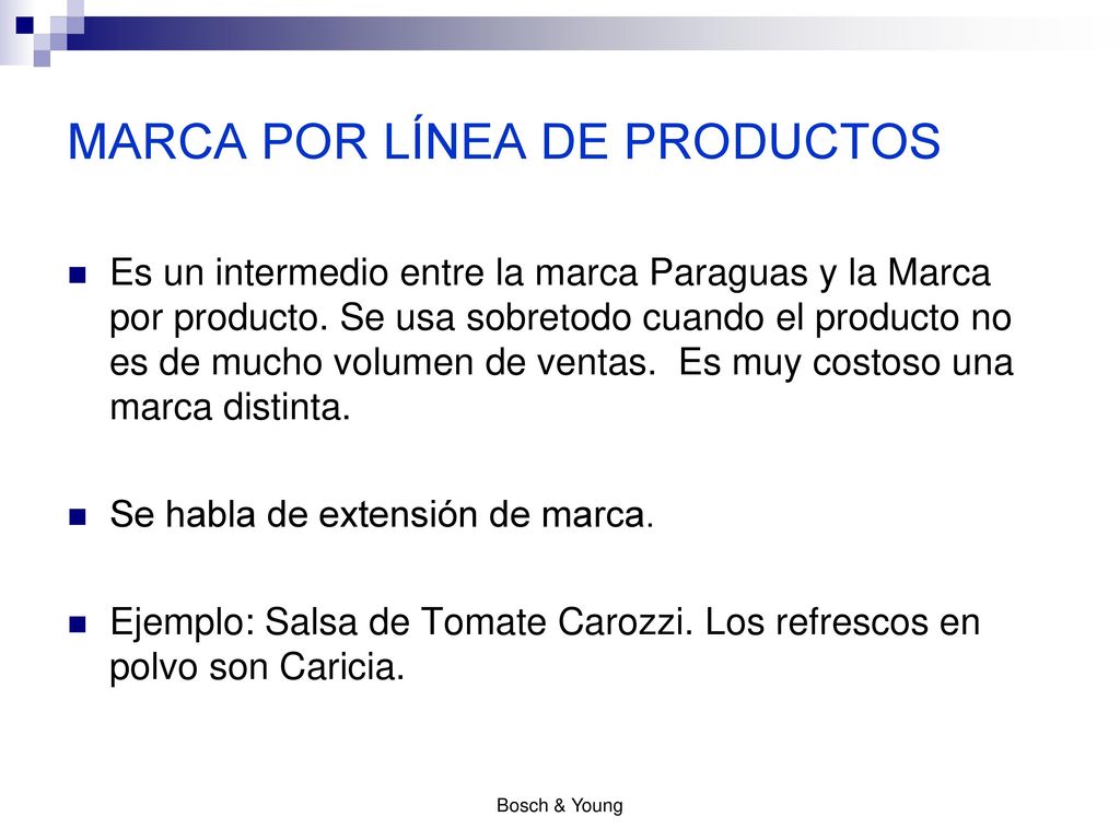 MARCA POR LÍNEA DE PRODUCTOS