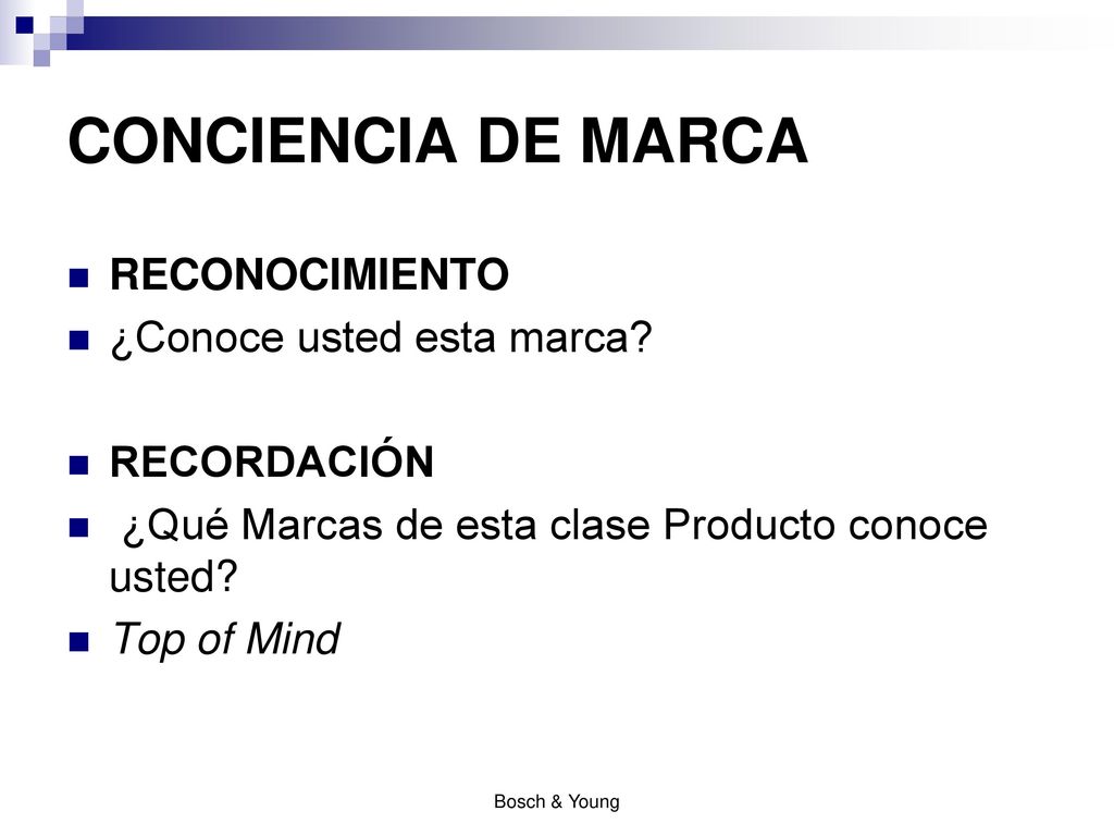 CONCIENCIA DE MARCA RECONOCIMIENTO ¿Conoce usted esta marca