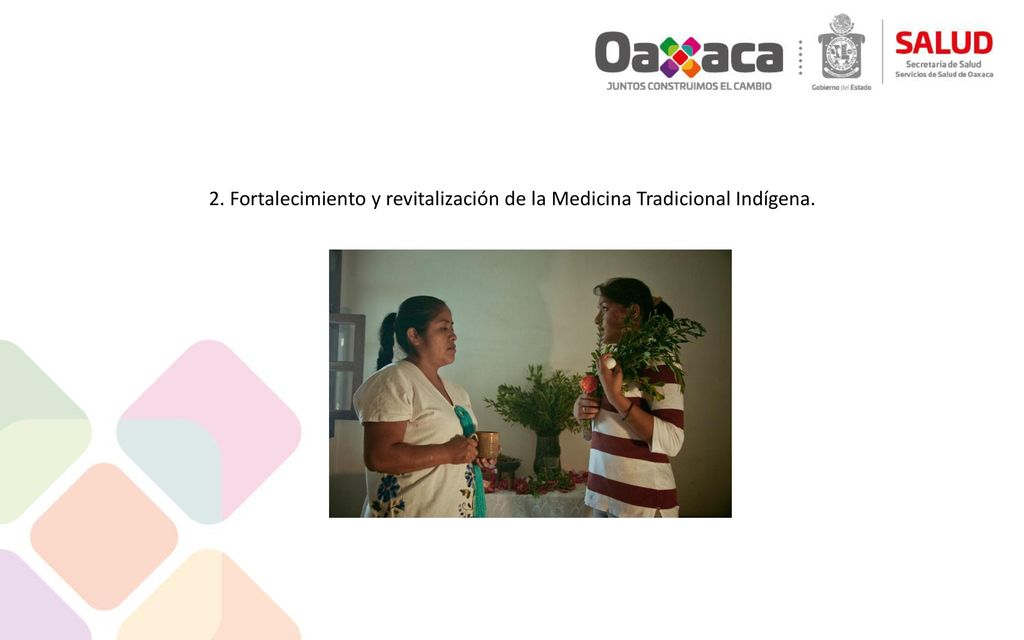 2. Fortalecimiento y revitalización de la Medicina Tradicional Indígena.